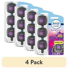 Febreze Car Air Freshener Odor-Fighting Car Vent Clip, Gain Moonlight Breeze, 3 Count
