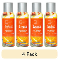 (4 pack) Mainstays Odor Neutralizing Room Spray, Cranberry Mandarin Air Freshner, 4 oz.