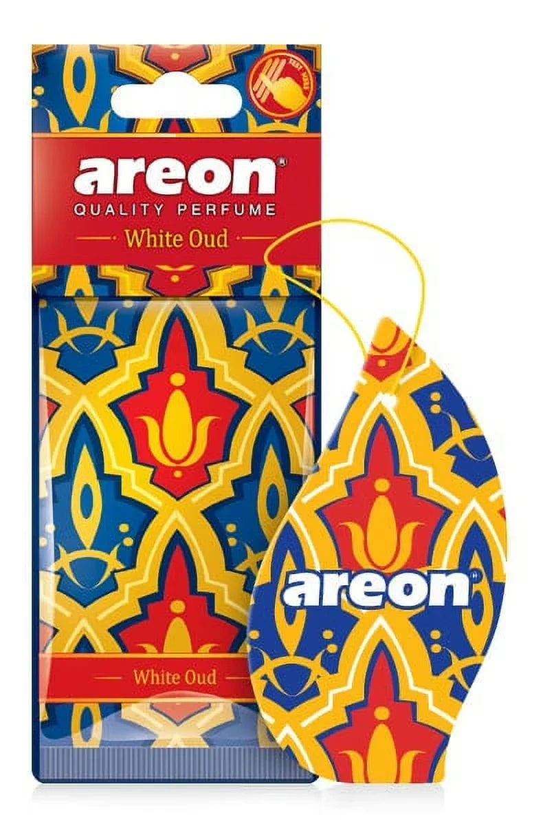 AREON Orient Car Air Freshener I Oriental Perfume Hanging 2D I White Oud Scent (Pack of 3)