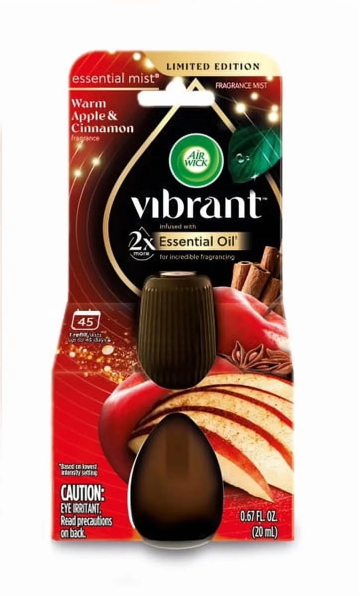 Air Wick Essential Mist Vibrant Scented Oil Air Freshener Diffuser Refill, Warm Apple and Cinnamon, 1 Count