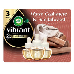 Air Wick Vibrant Plug-In Scented Oil Air Freshener Warmer Refills, Cashmere and Sandalwood, 3 Count