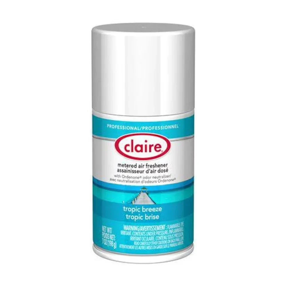 Claire Metered Air Freshener, 7 oz Aerosol Spray, Tropic Breeze, 12/Carton