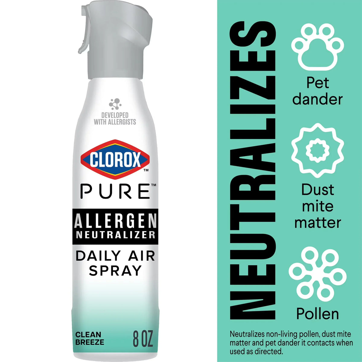 Clorox PURE Allergen Neutralizer Daily Air Spray, Clean Breeze, 8 Ounces