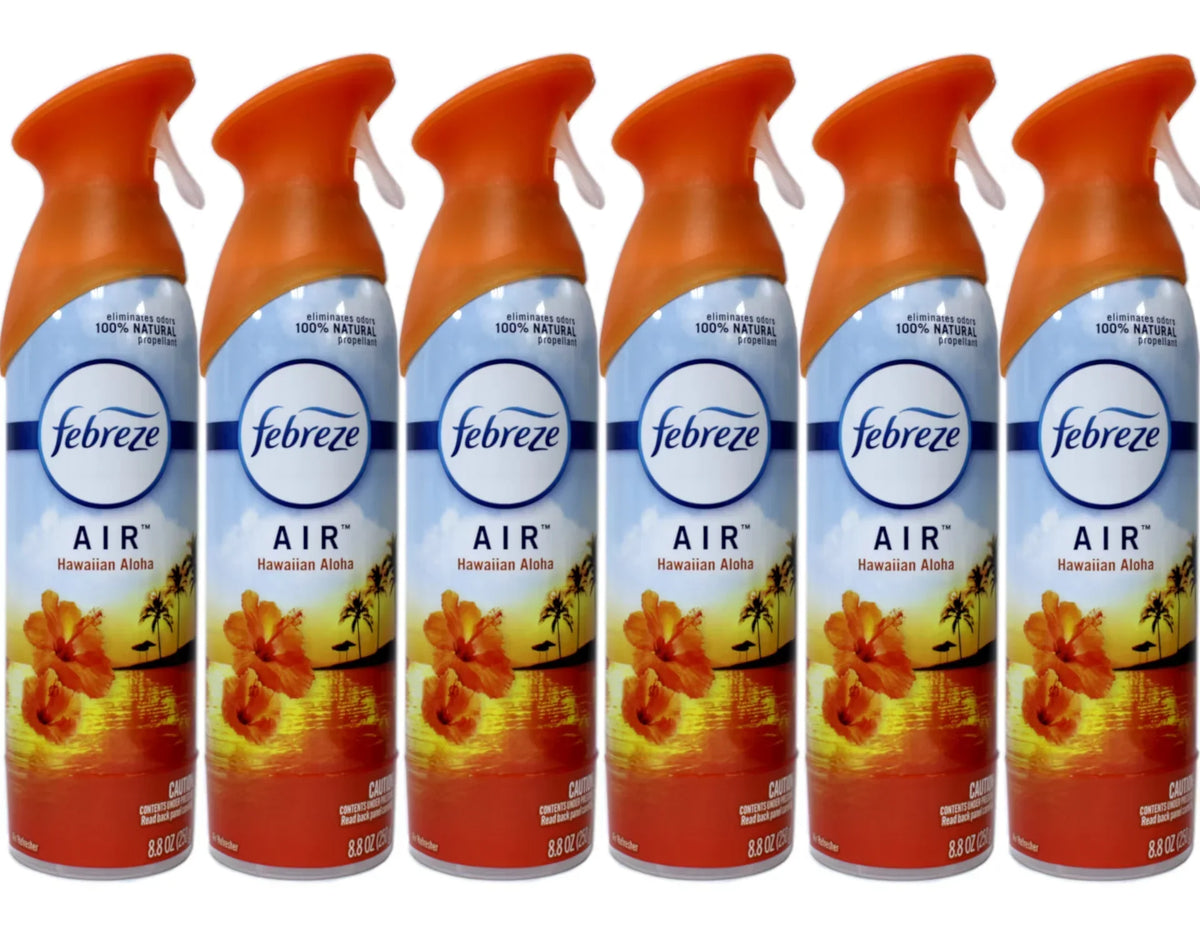 Febreze Air Freshener Spray - Spray - 8.5 fl oz (0.3 quart) - Hawaiian Aloha - 6 / Carton - Odor Neutralizer, VOC-free