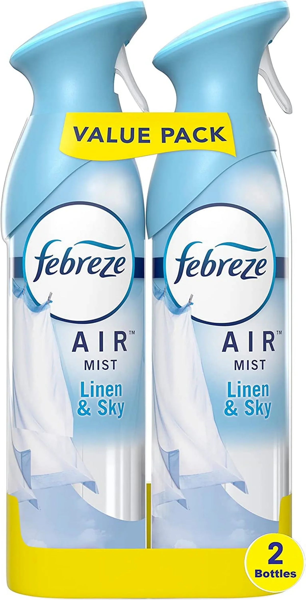 Febreze Air Mist Air Freshener Spray, Odor-Fighting Room Spray, Air Fresheners for Home and Bathroom and Kitchen, Aerosol Can, Linen & Sky Scent, 8.8oz, 2 Count(packaging may vary)