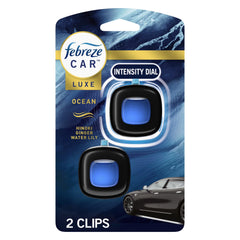 Febreze Car Air Freshener, Odor-Fighting Auto Car Vent Clip, Ocean, 2 Count