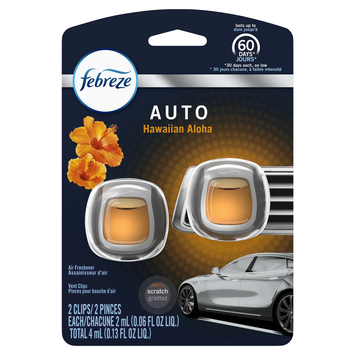 Febreze Car Odor-Eliminating Air Freshener, Hawaiian Aloha, 2 Ct