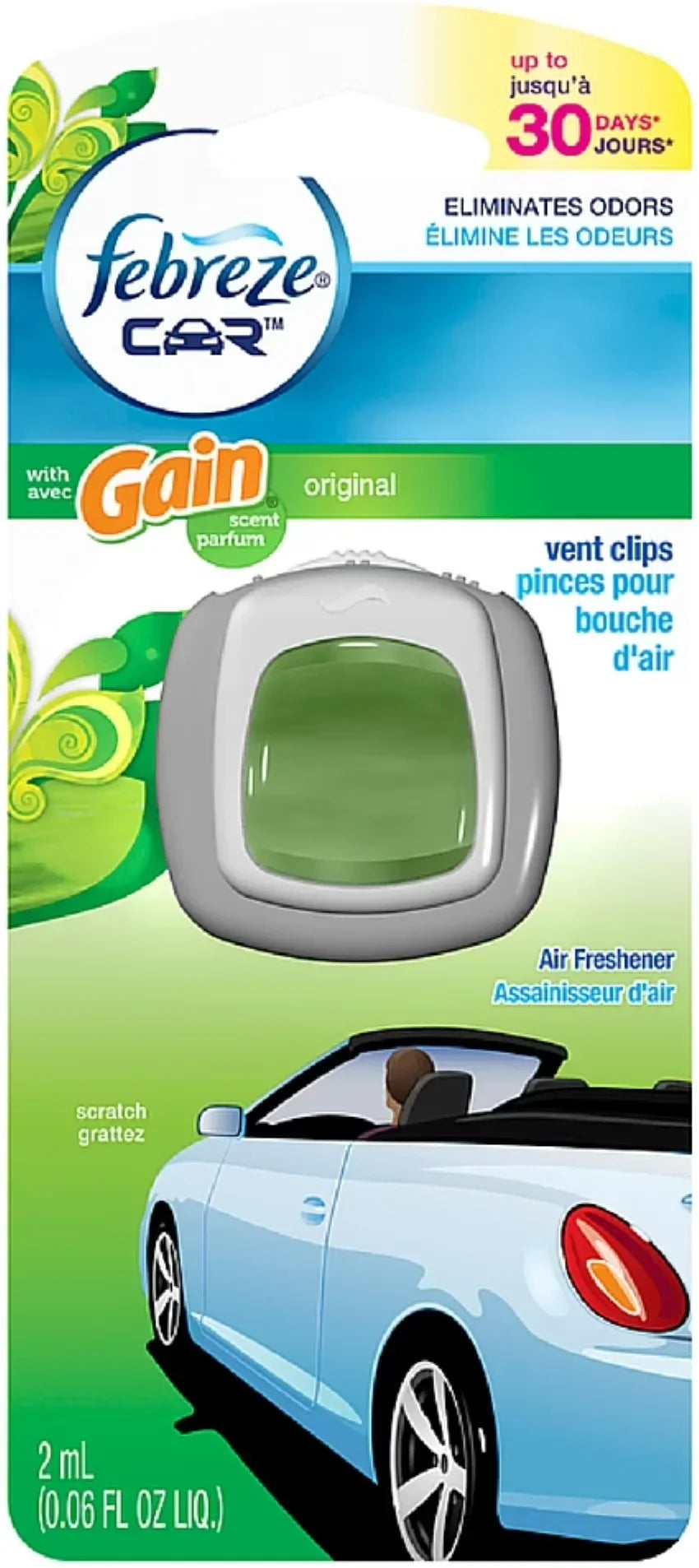 Febreze Car Vent Clip Air Freshener, Gain Original Scent 1 ea (Pack of 6)