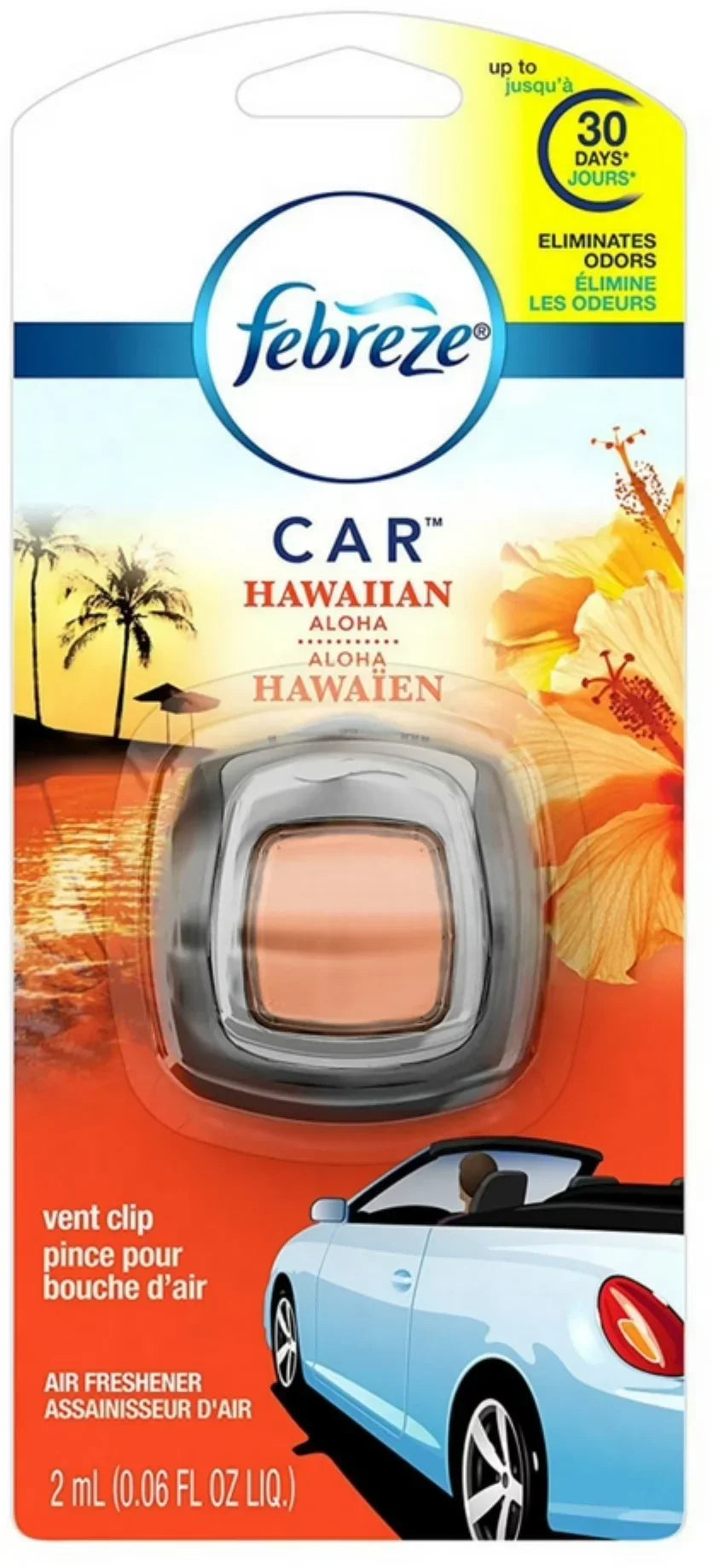 Febreze Car Vent Clip Air Freshener, Hawaiian Aloha 1 ea (Pack of 4)