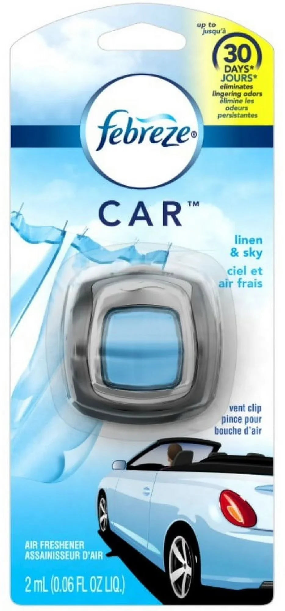 Febreze Car Vent Clip Air Freshener, Linen & Sky 1 ea (Pack of 3)
