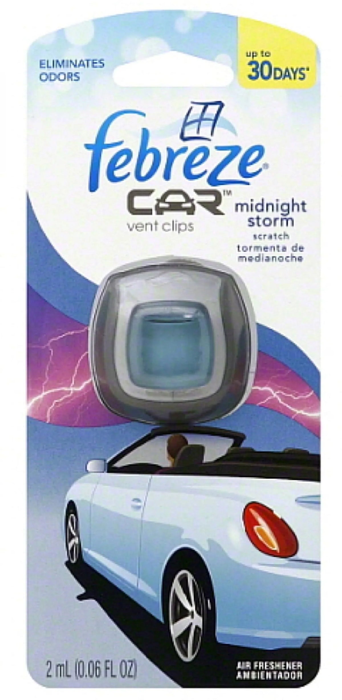 Febreze Car Vent Clip Air Freshener, Midnight Storm 1 Ea (Pack of 3)