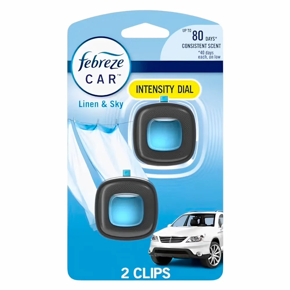 Febreze Car Vent Clip Linen & Sky Air Freshener (Pack of 24)