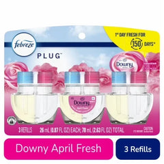 Febreze Fade Defy Plug Downy April Fresh Scent Air Freshener Refill - 3 ct