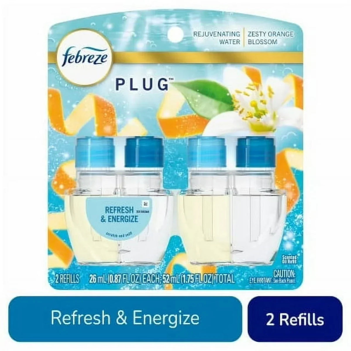 Febreze Plug In Air Freshener Odor-Fighting Scented Oil Refill Refresh & Energize 2 ct - Pack of 1