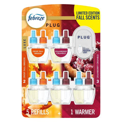 Febreze PLUG Air Freshener, Cranberry & Fall Breeze, 1 Warmer + 5 Refills