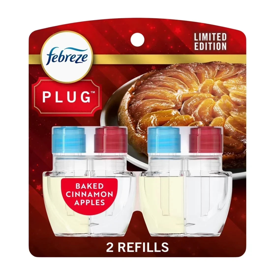 Febreze Plug In Air Freshener, Odor-Fighting Oil Refill, Baked Cinnamon Apples, 2 Refill