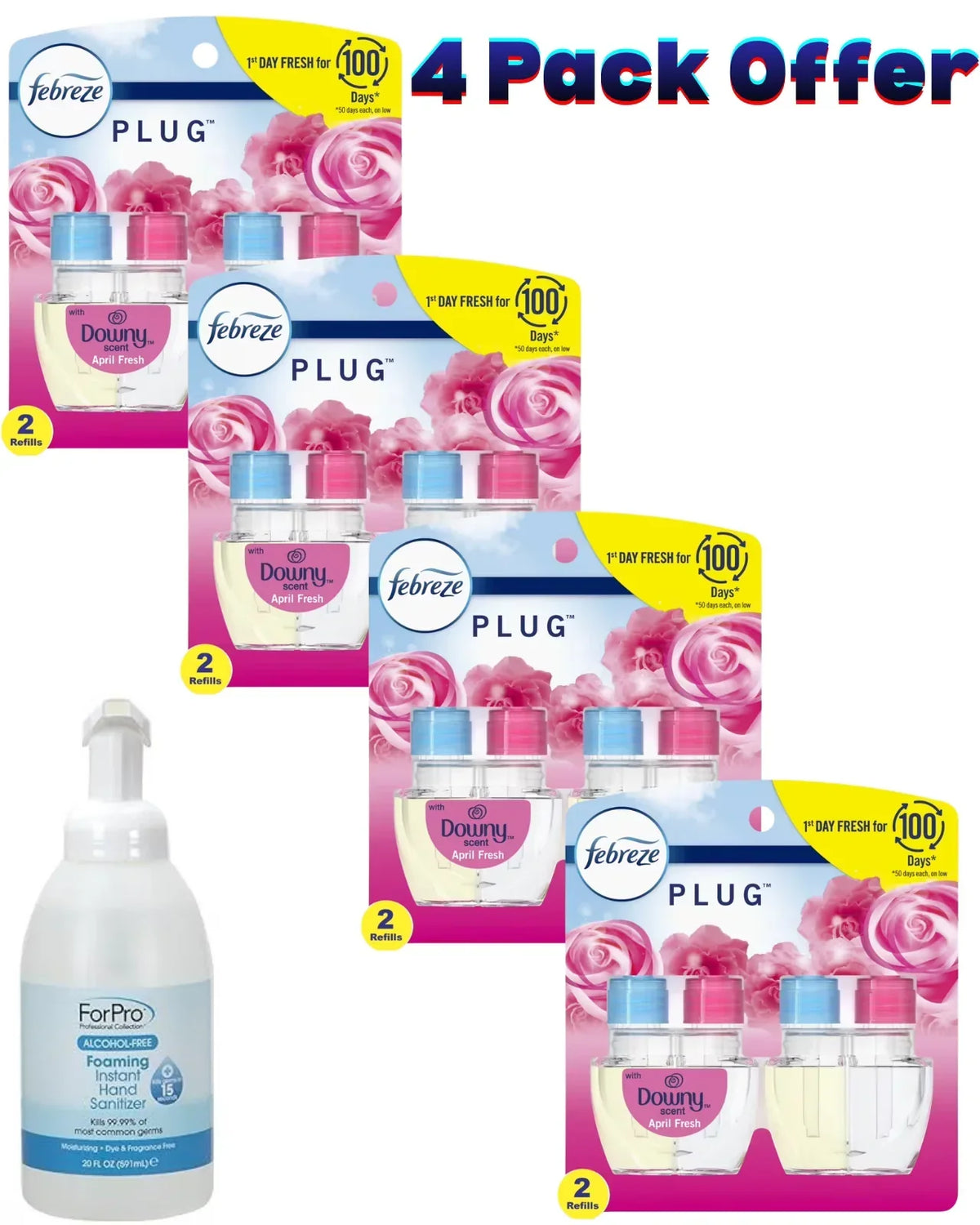 Febreze Plug In Air Freshener, Odor-Fighting Oil Refill, Downy April Fresh, 2 Refills