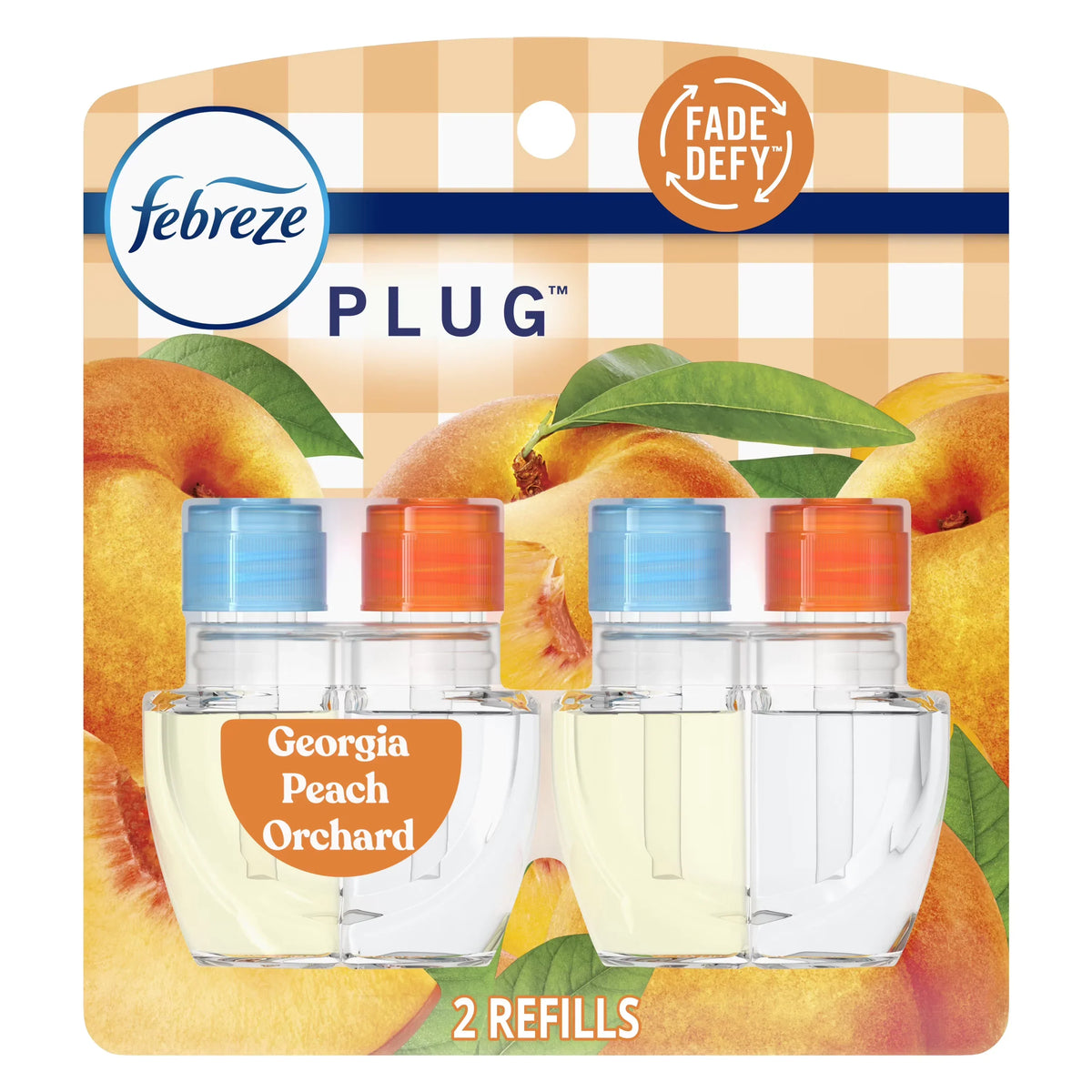 Febreze Plug In Air Freshener, Odor-Fighting Scented Oil Refill, Georgia Peach Orchard, 2 Refills