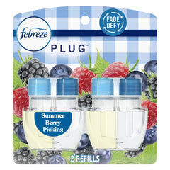 Febreze Plug In Air Freshener, Odor-Fighting Oil Refill, Summer Berry Picking, (2 Pack of 2 Refills)