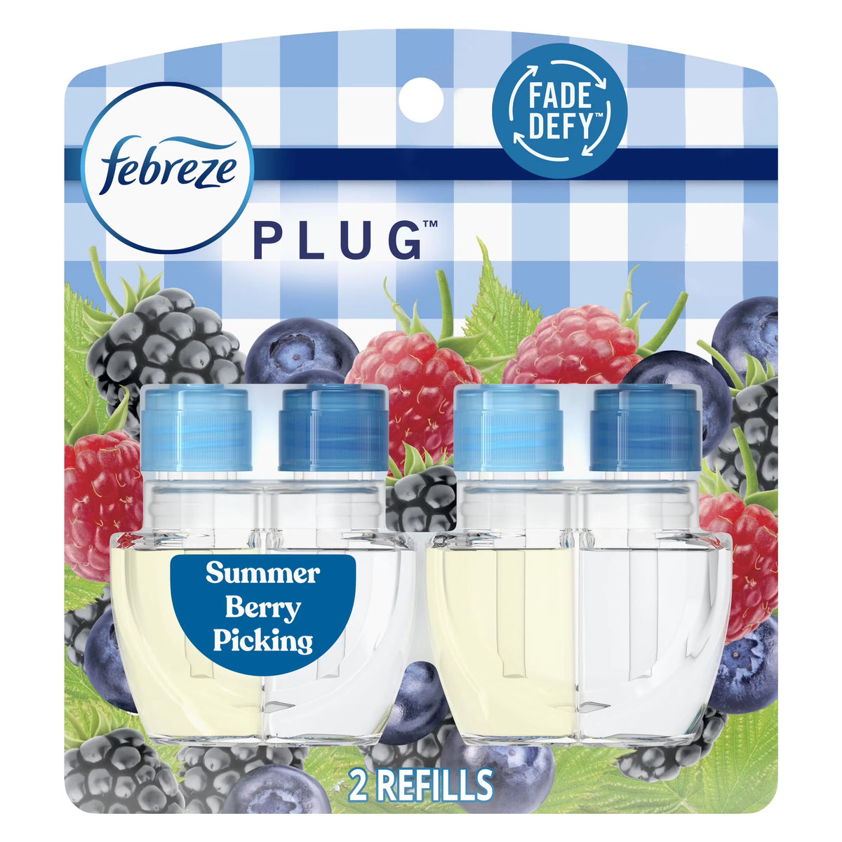 Febreze Plug In Air Freshener, Odor-Fighting Scented Oil Refill, Summer Berry Picking, 2 Refills