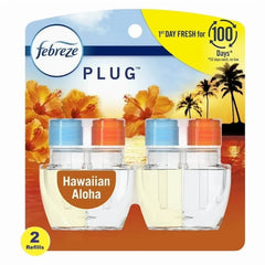 Febreze Plug In Air Freshener, Odor-Fighting Scented Oil Refill, Hawaiian Aloha, 8 Refills