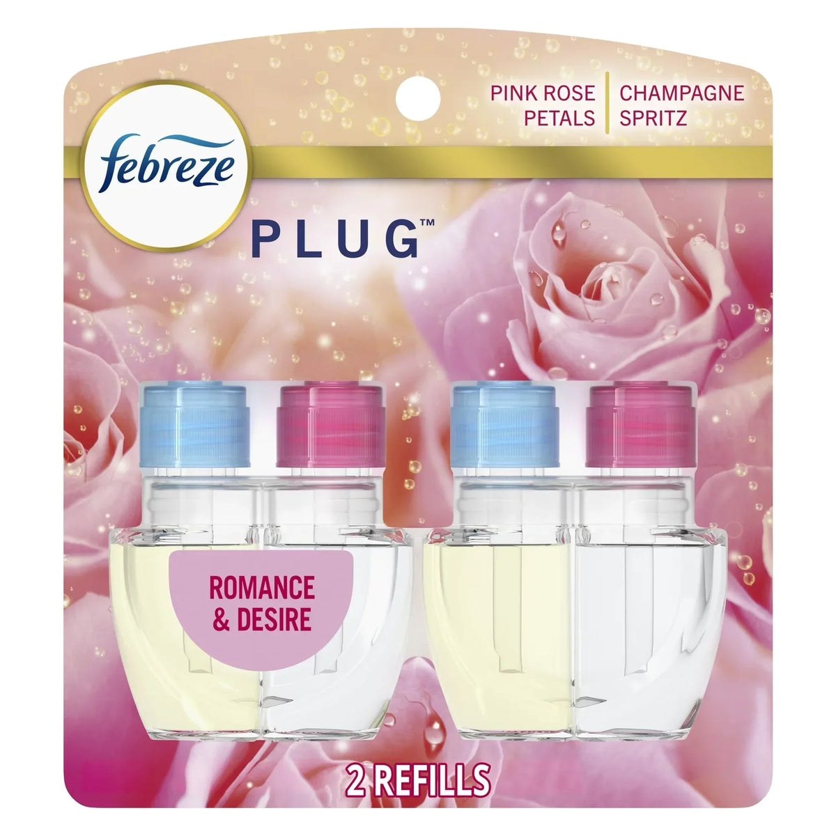 Febreze Plug In Air Freshener, Odor-Fighting Scented Oil Refill, Romance & Desire, 4 Refills Total
