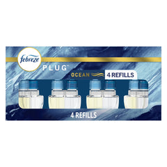 Febreze Plug In Air Freshener, Odor-Fighting Scented Oil Refill, Ocean, 4 Refills