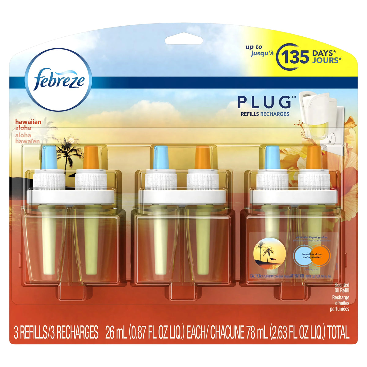 Febreze Plug Scented Oil Refill, Hawaiian Aloha, 3 count