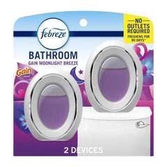 Febreze Bathroom Air Freshener, Gain Moonlight Breeze Scent, 2 Count, Odor-Fighting