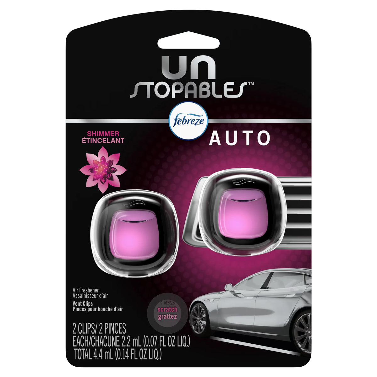 Febreze Unstopables Car Odor Eliminating Air Freshener, Shimmer, 2 Count