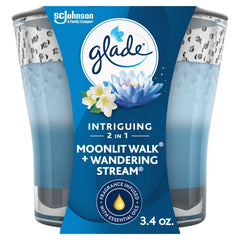 Glade 2in1 Jar Candle 1 ct, Moonlit Walk & Wandering Stream, 3.4 oz. Total, Air Freshener