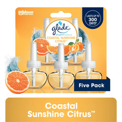 Glade PlugIns Air Freshener Refills, Mothers Day Gifts, Coastal Sunshine Citrus, Infused with Essential Oils, 0.67 oz, 5 Count