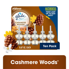 Glade PlugIns Scented Oil 5 Refills, Air Freshener, Cashmere Woods, Essential Oil Infused Wall Plug In, 3.35 FL oz, Pack of 5