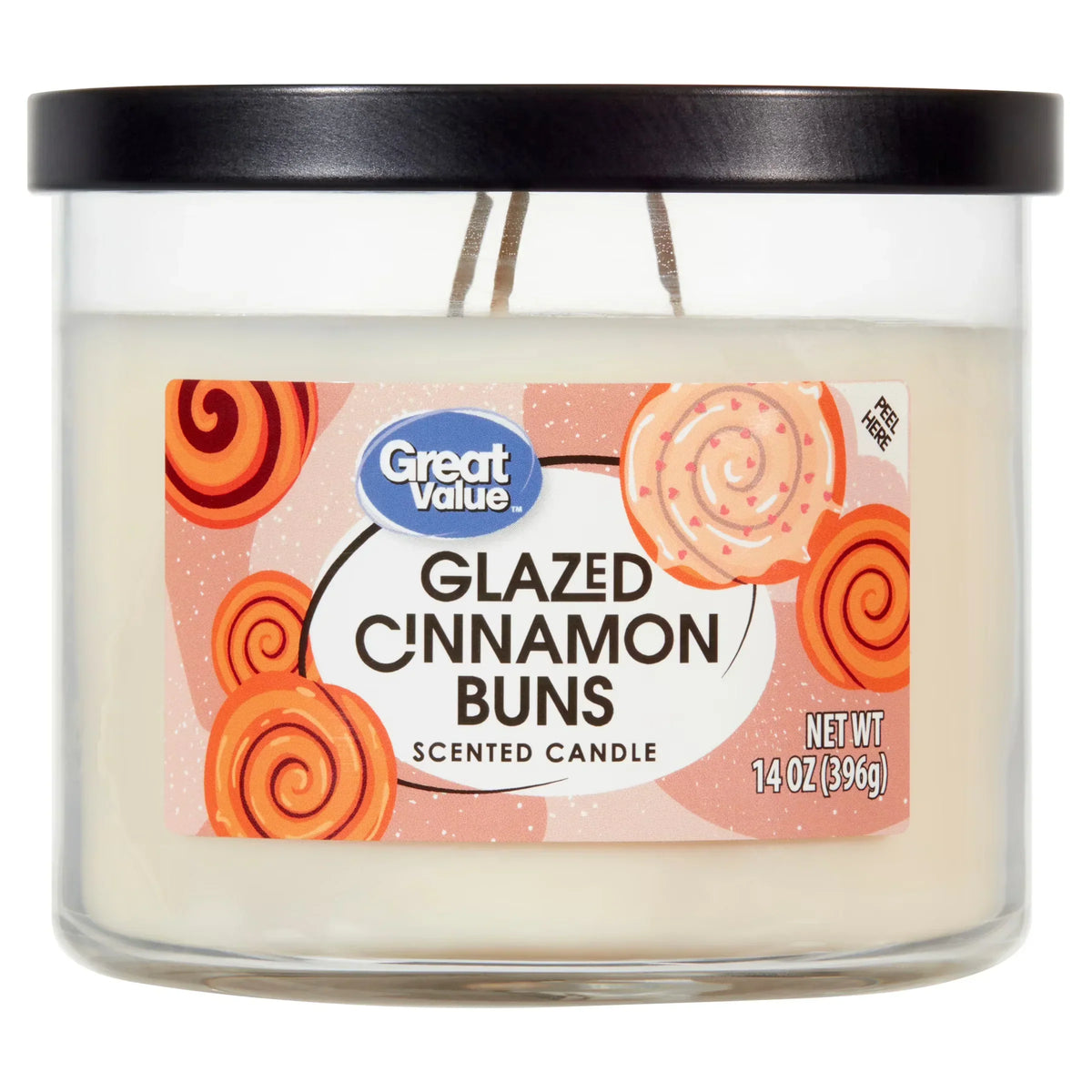 Great Value Glazed Cinnamon Buns Scented Candle, 14 oz