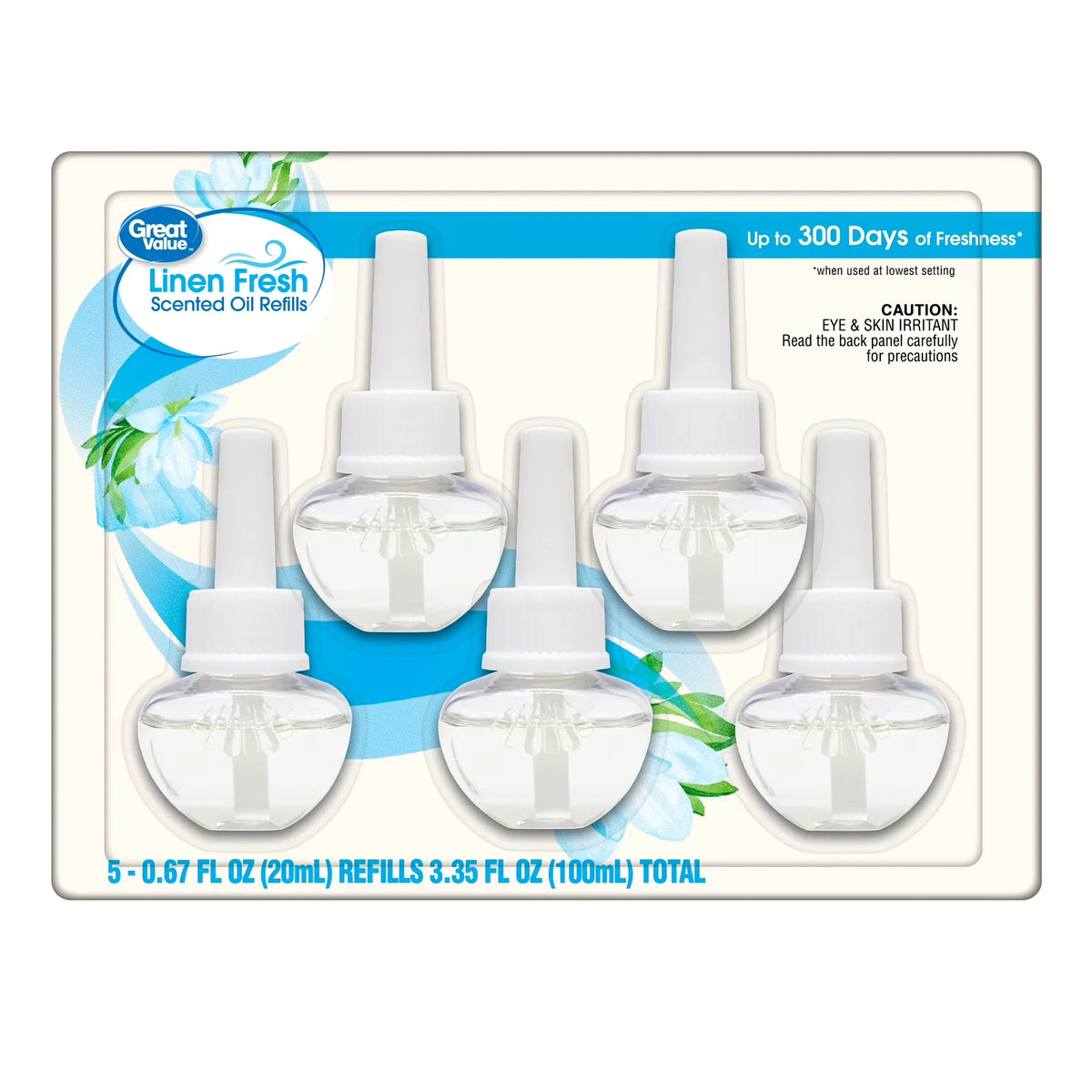 Great Value Plug-In Scented Oil Refills, Linen Fresh, 0.67 oz, 5 Count