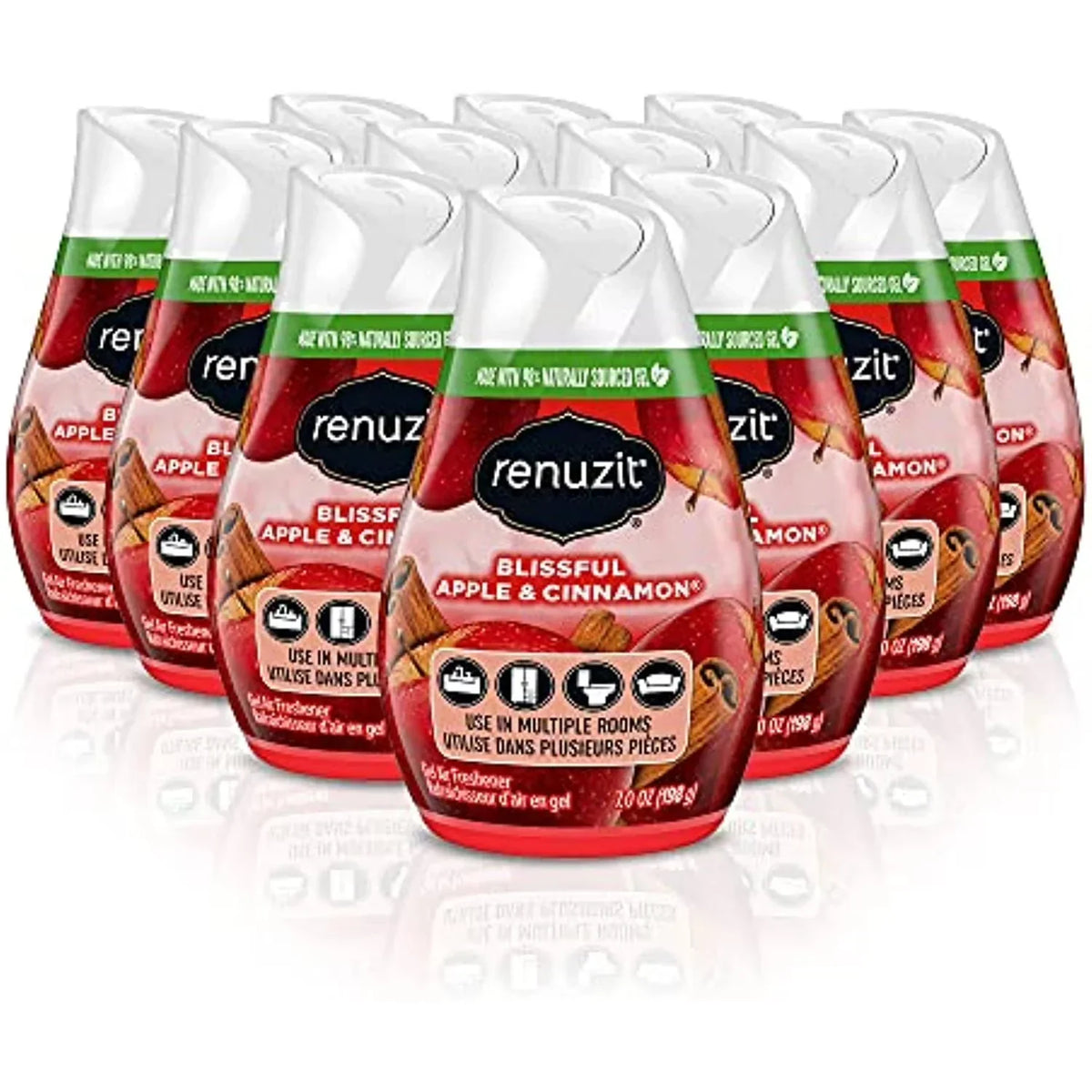 Renuzit - 1717587 Blissful Apple & Cinnamon Adjustable Gel Air Freshener, 7oz Cone (Pack of 12)