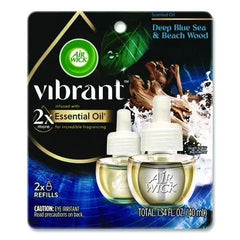 Air Wick Vibrant Plug-In Scented Oil Air Freshener Warmer Refills, Deep Blue Sea and Beach Wood, 2 Count