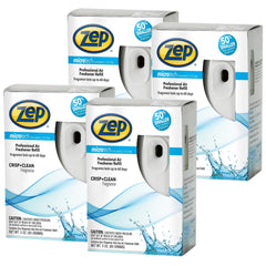 Zep Microtech Starter Kit Metered Air Freshener Dispenser and One Crisp & Clean Fragrance Refill - 3 Ounce (Case of 4) ZUMFKIT14 - Great for Odor Control in Kitchen, Bathroom, Bedroom, and MORE
